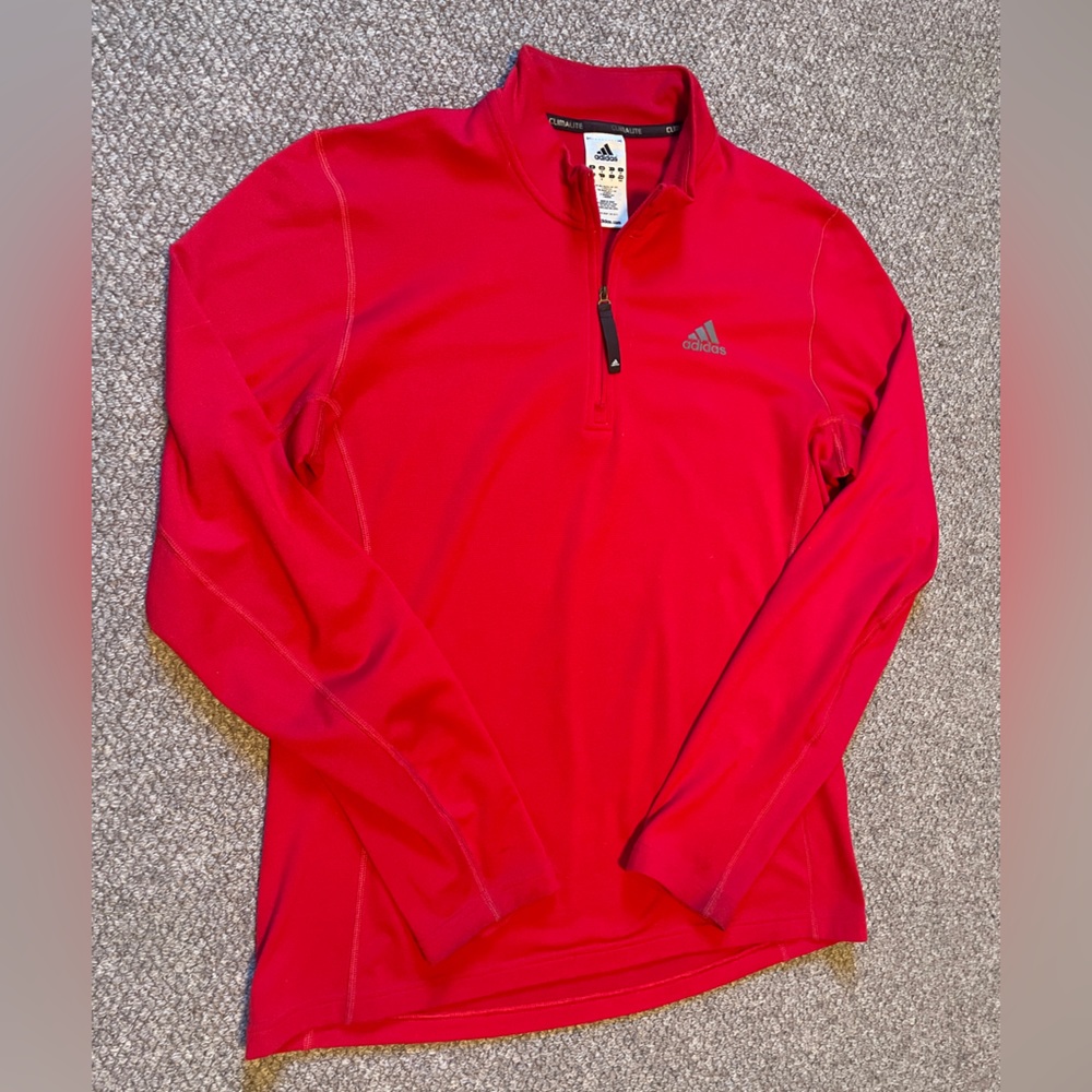 Red Adidas Half-zip fleece pullover